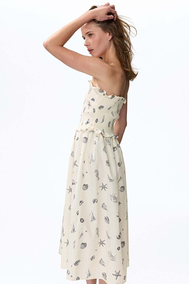 Smocked-bodice bandeau dress