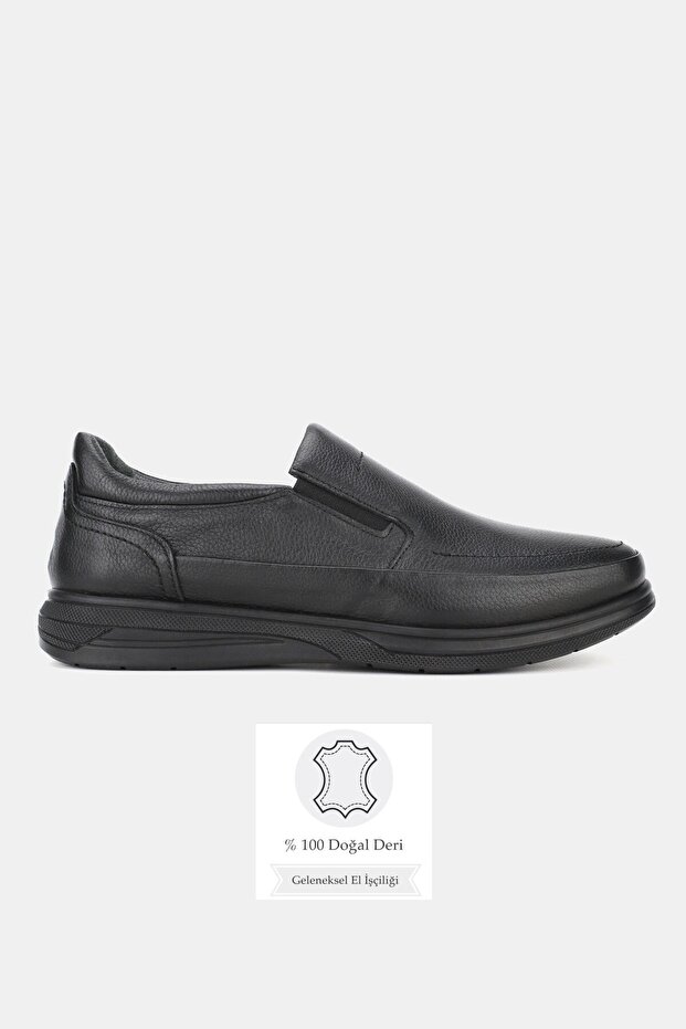 Men's Black Genuine Natural Leather Loafer Shoes
