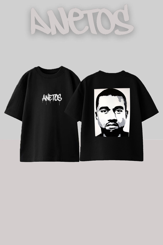 Kanye West_62 Design Printed Unisex Oversize Black Tshirt