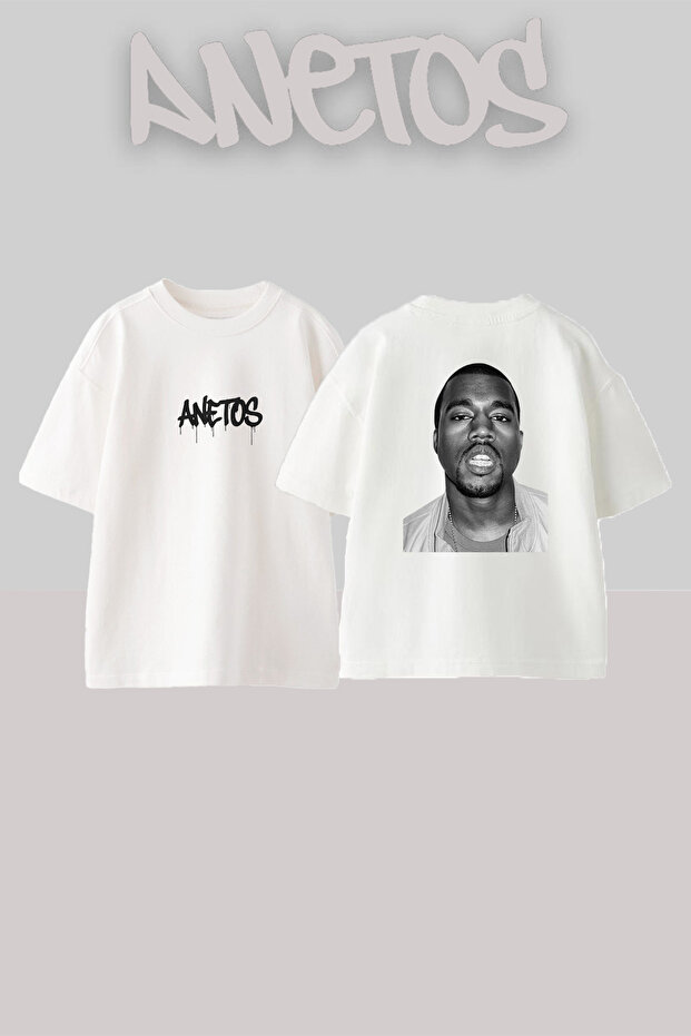 Kanye West_67 Design Printed Unisex Oversize Fit White Tshirt