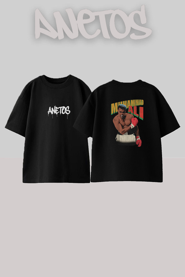 Muhammad Ali Design Printed Unisex Oversize Black Tshirt