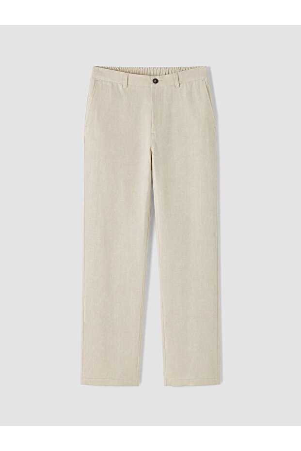 Southblue Beige Regular Fit 100% Linen Men's Trousers