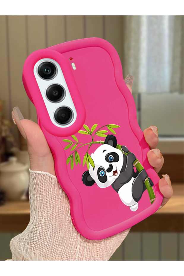 Tecno Camon 40 Compatible Case Camera Protector Red Silicone Couple Phone Case Panda Pattern