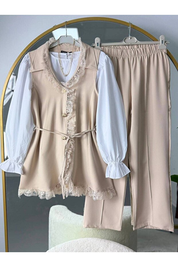 Vera Lace Detailed Tie-Up Double Set