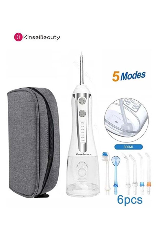 KinseiBeauty 5-Mode Cordless Dental Water Flosser 300L White