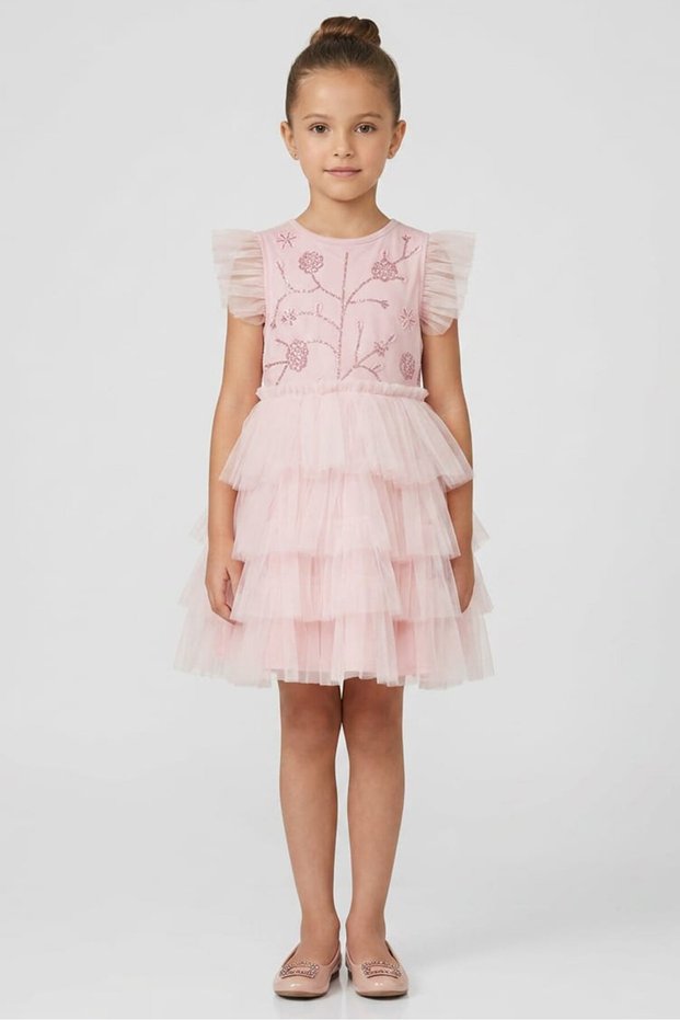 Kids Girl Embellished Dress, Light Pink