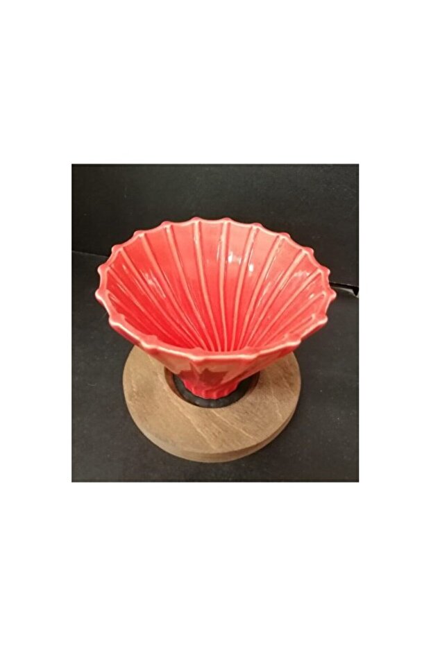 V60 Dripper with Wooden Stand, Red, Stylish and Convenient Coffee Accessory