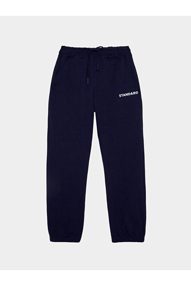 Boys Placement Text Print Elasticated Cuff Joggers with Drawcord