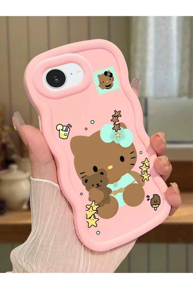 iPhone 16E Compatible Case Camera Protector Pink Silicone Couple Phone Case Kitty Pattern