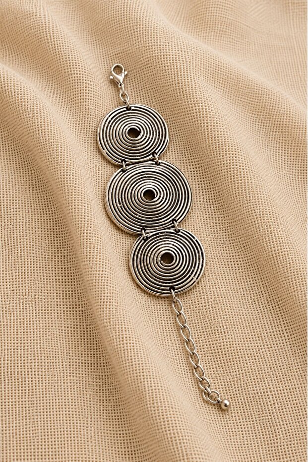 Carved Medallion Bracelet Silver Color