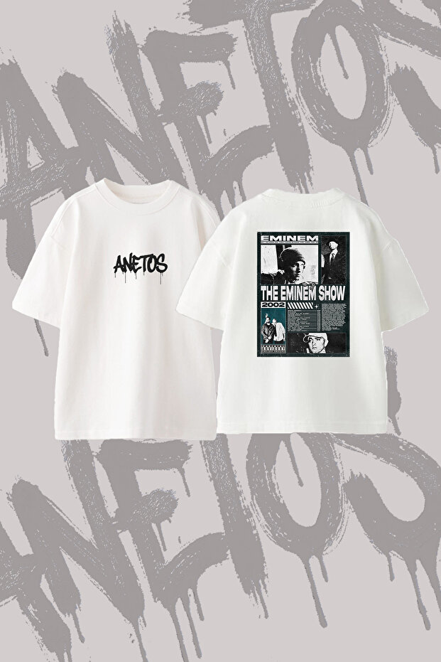 Eminem_12 Design Printed Oversize Crew Neck T-Shirt White