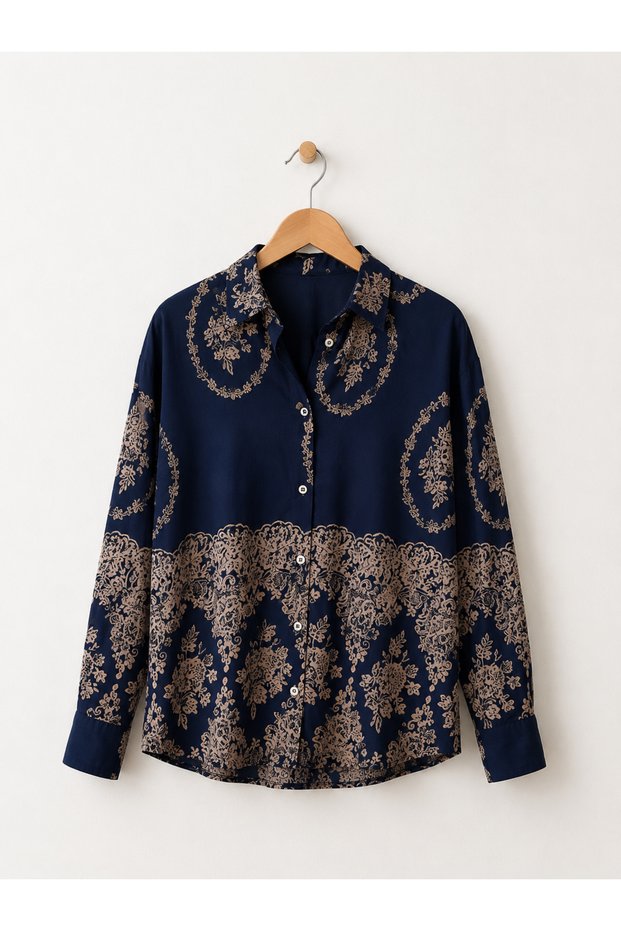 Designer Boyfriend Shirt for Women in Dark Navy Blue