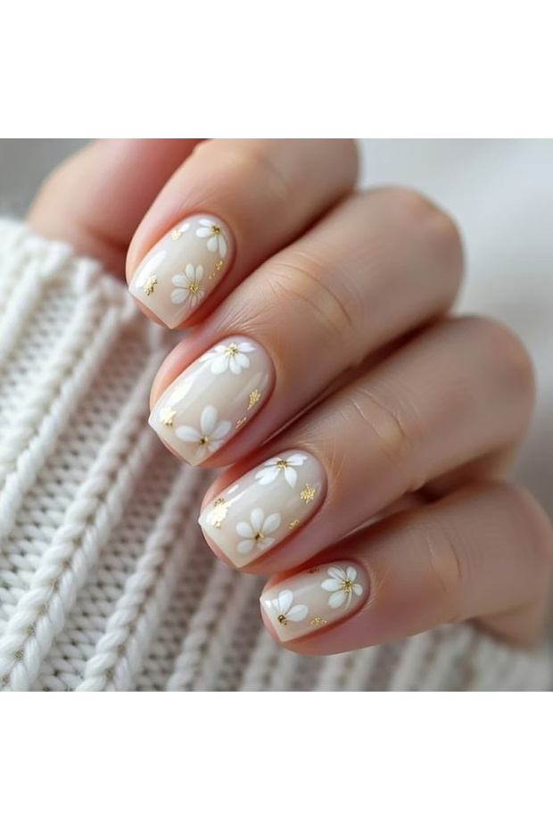 XY-1098 24-piece full set of short square false nails, designed with fresh icy pearlescent white and
