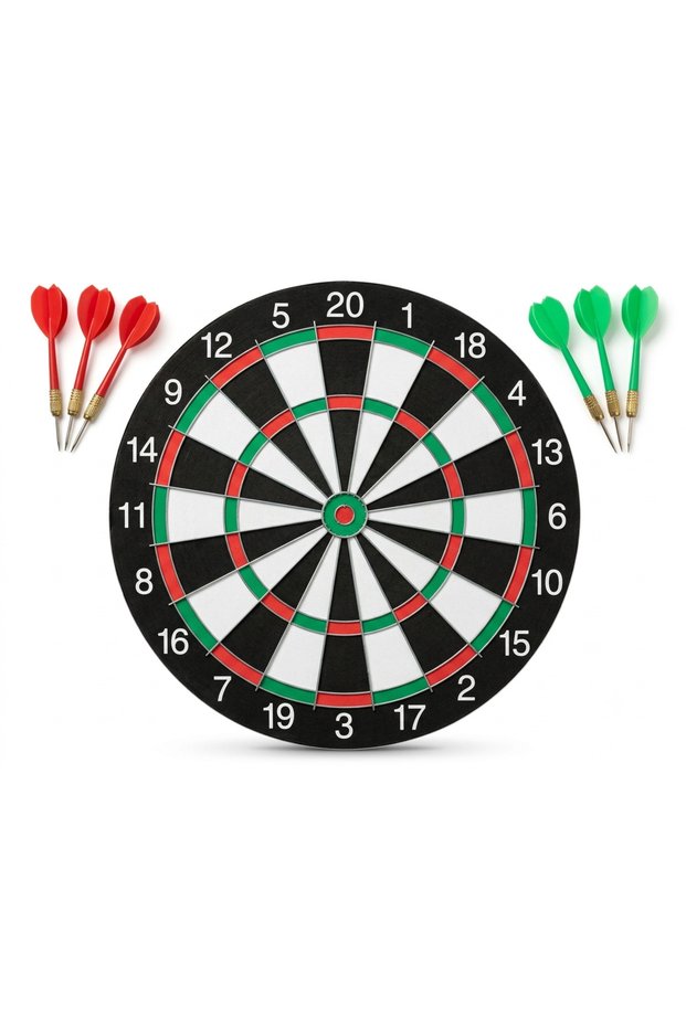 Nk Sports Professional Dartboard Set - Double-Sided Dartboard (12 Inch / 30 cm and 15 Inch / 38 cm Options) + Includes Winged Dart Arrows