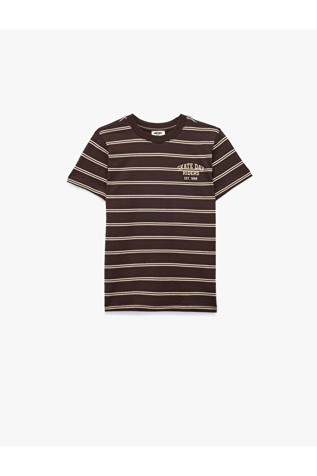 Cotton Crew Neck Short Sleeve Striped T-Shirt