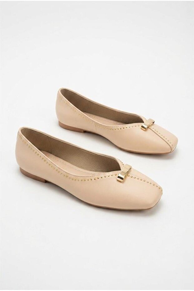 027-107 Satin Buckle Trok Patterned Comfortable Flexible Women's Ballerinas