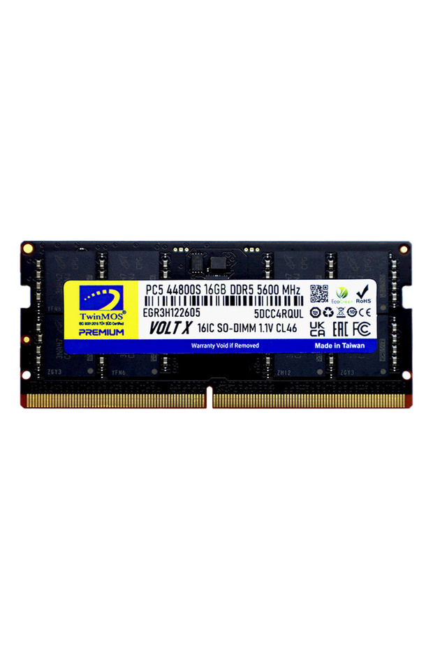 ذاكرة وصول عشوائي TwinMOS Sodimm DDR5 سعة 16 جيجابايت بتردد 5600 ميجاهرتز CL46 للكمبيوتر المحمول