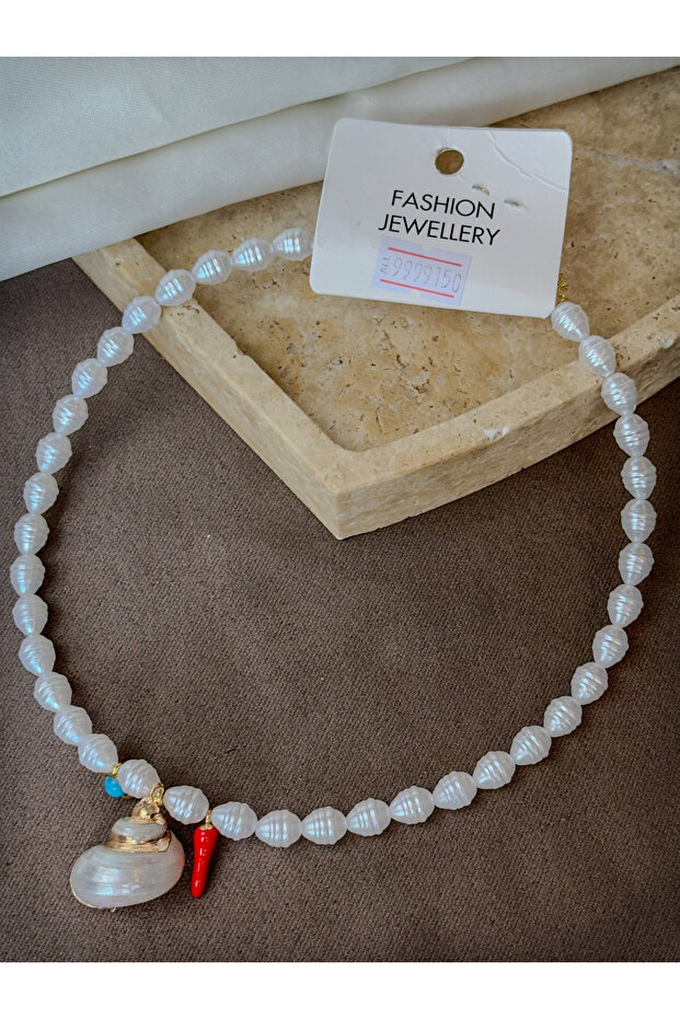 Zr Model Summer Season Pearl Detailed Viral Pepper Seashells Phenomenon Trend Necklace