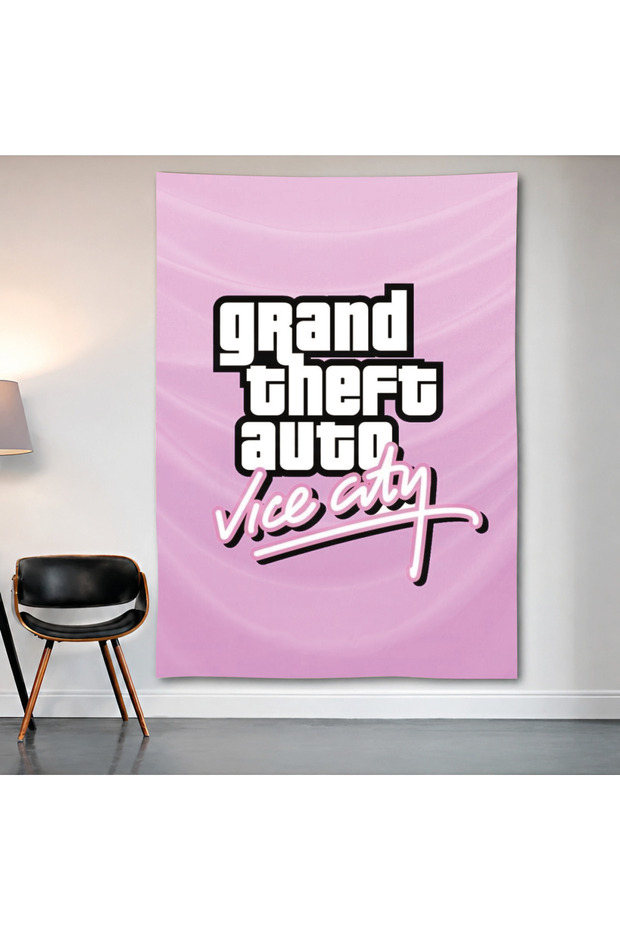 Grand Theft Auto Vice City Minimal Wall Covering Wall Tapestry First Quality Satin Fabric Poster