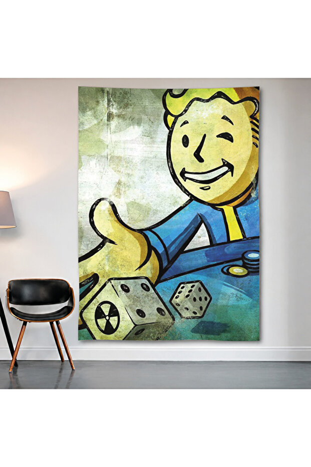 Fallout Vault Boy Wall Covering Wall Tapestry First Quality Satin Fabric Poster