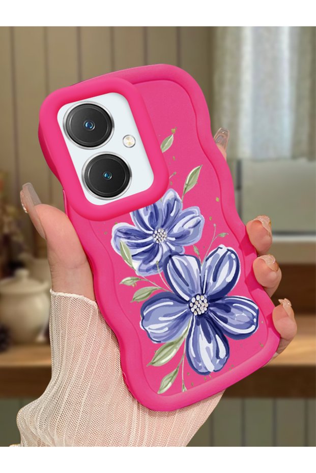 Vivo Y27 Compatible Case Camera Protector Red Silicone Couple Phone Case Flower Pattern