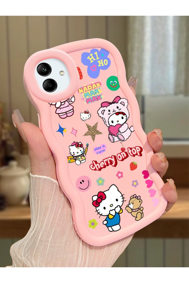 Samsung Galaxy A04 Compatible Case Camera Protector Pink Silicone Couple Phone Case Kitty Pattern