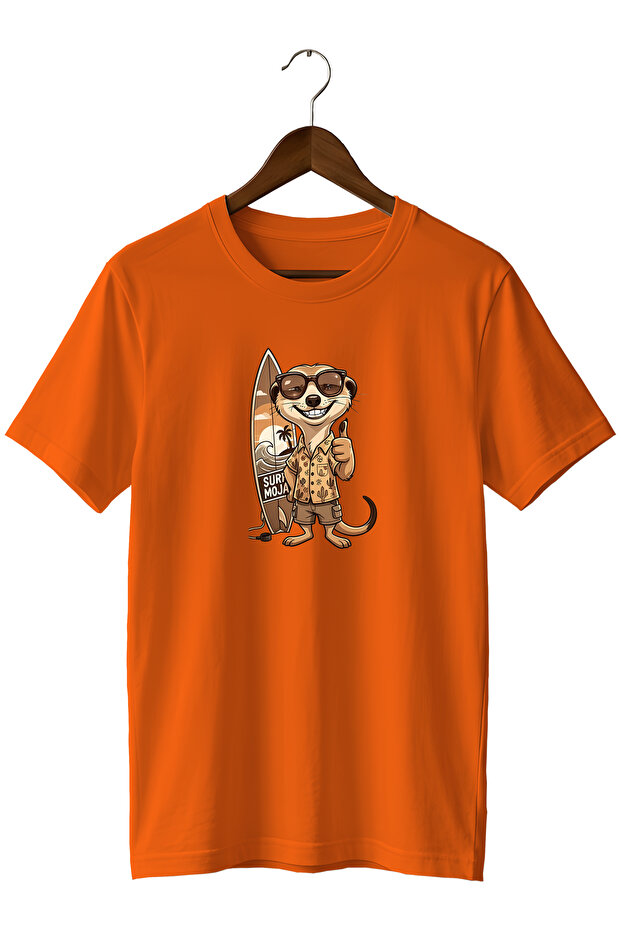 Special Design T-Shirt Surfer with Glasses Mirkat Printed Summer T-Shirt