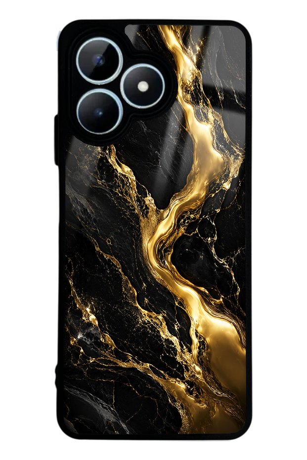 Realme Note 50 Obsidian Gold Flow Design Glossy Phone Case