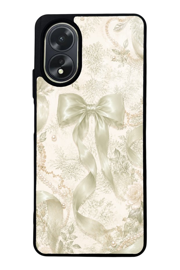 Oppo A38 Ivory Pearl Bow Design Glossy Phone Case
