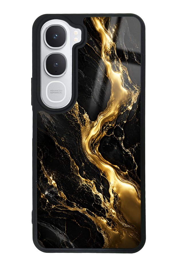 Vivo Y31 Glossy Phone Case with Obsidian Gold Flow Design