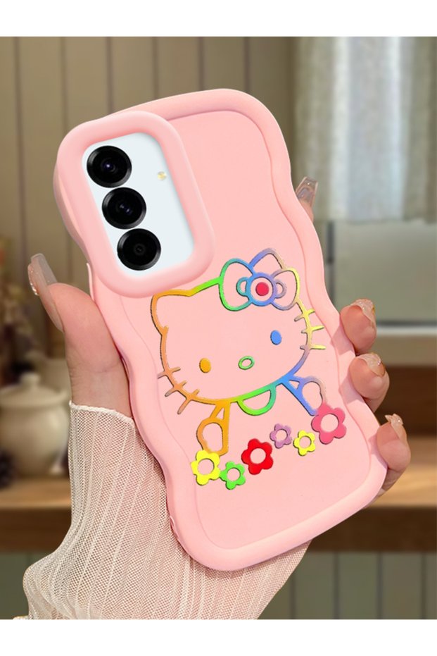Samsung Galaxy A36 5g Compatible Case Camera Protector Pink Silicone Couple Phone Case Kitty Pattern
