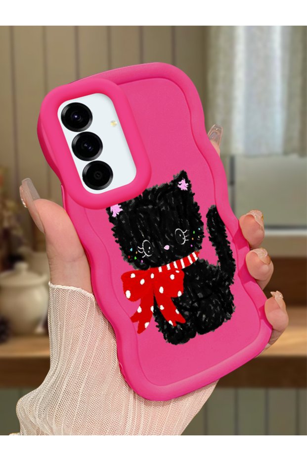 Samsung Galaxy A36 5g Compatible Case Camera Protector Red Silicone Couple Phone Case Cat Pattern