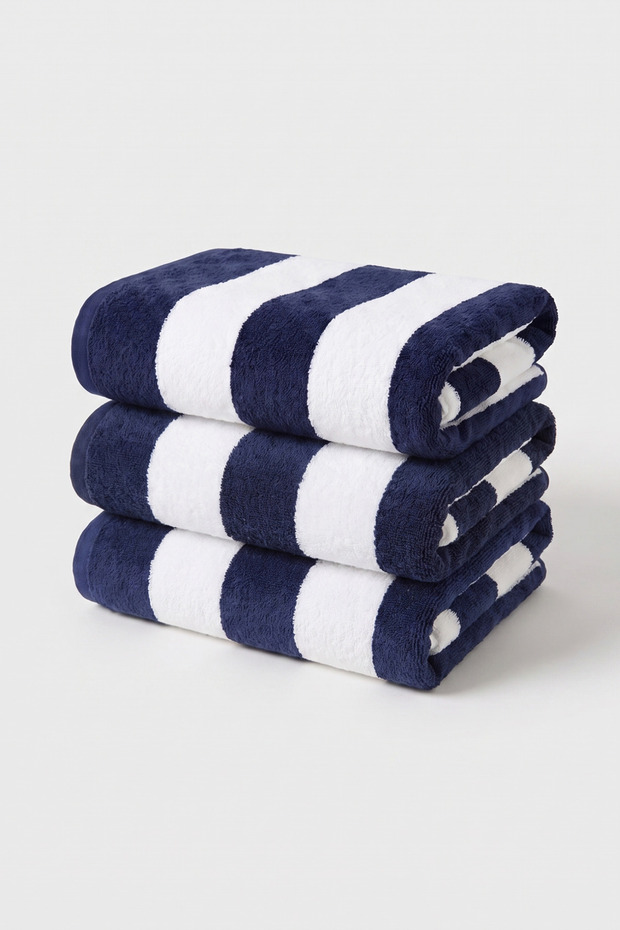 3-Pack 100% Cotton Large Size Soft Quick-Drying Striped Beach Bath Towel Unisex 75X150