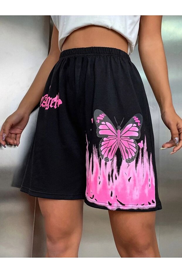 Unisex Oversize Relaxed Fit High Waist Special Design Printed Summer Shorts