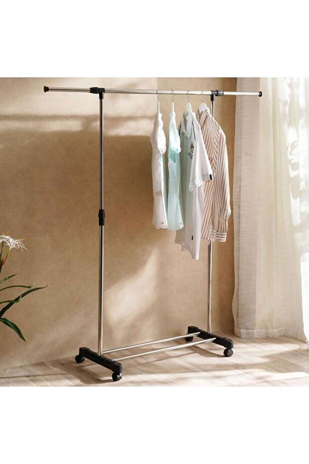 Lanie Extendable Stainless Steel Cloth Rack 85-145x42x90-160cm - Silver