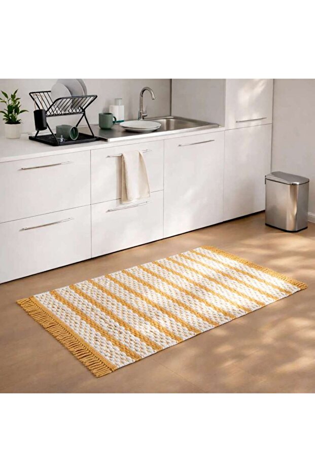 Eileen Recycle Dhurrie with Fringe 90x150cm - Mustard