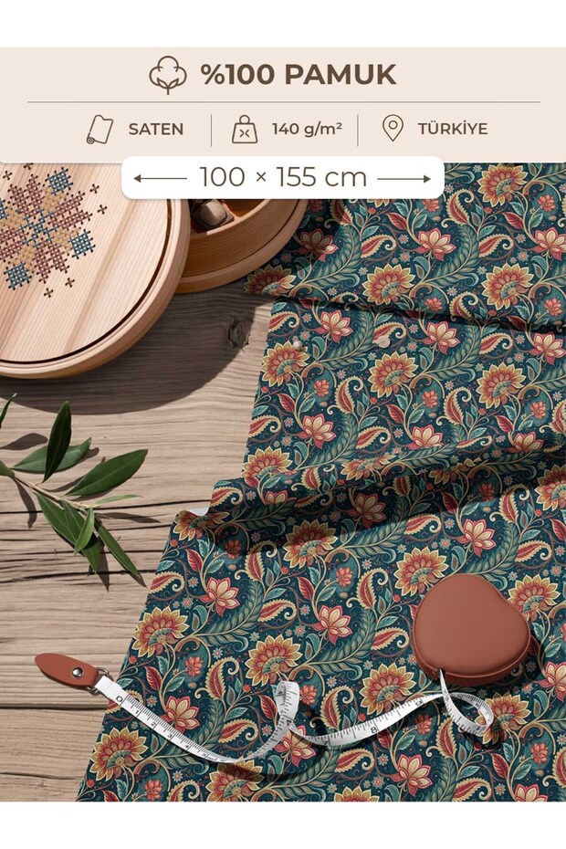 100% Cotton Satin Fabric 100X155 cm Vintage Oil Ground Burgundy Floral Patchwork Fabric
