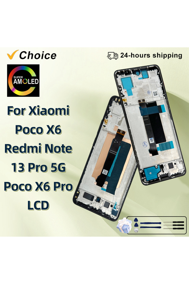 شاشة X6Pro بيضاء F-AMOLED AMOLED لهاتف Poco X6 LCD Note 13 Pro 5G مع لوحة لمس رقمية بديلة