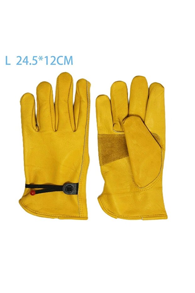 L Leather Work Gloves Soft Cowhide Welding Security Protection Safety Workers Mechanic Driver Hunti.