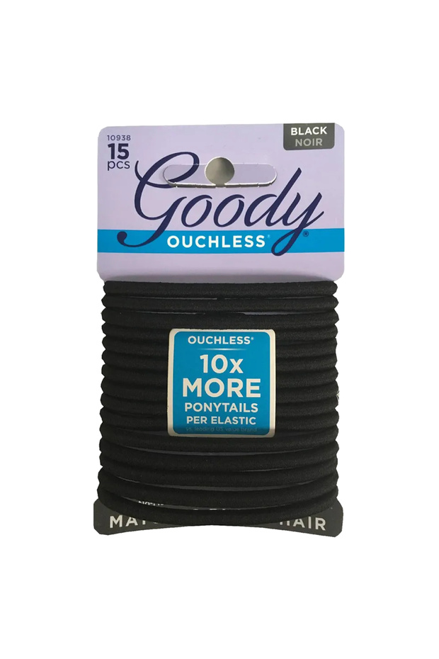 Ouchless Braided Elastics Black 15 Ct