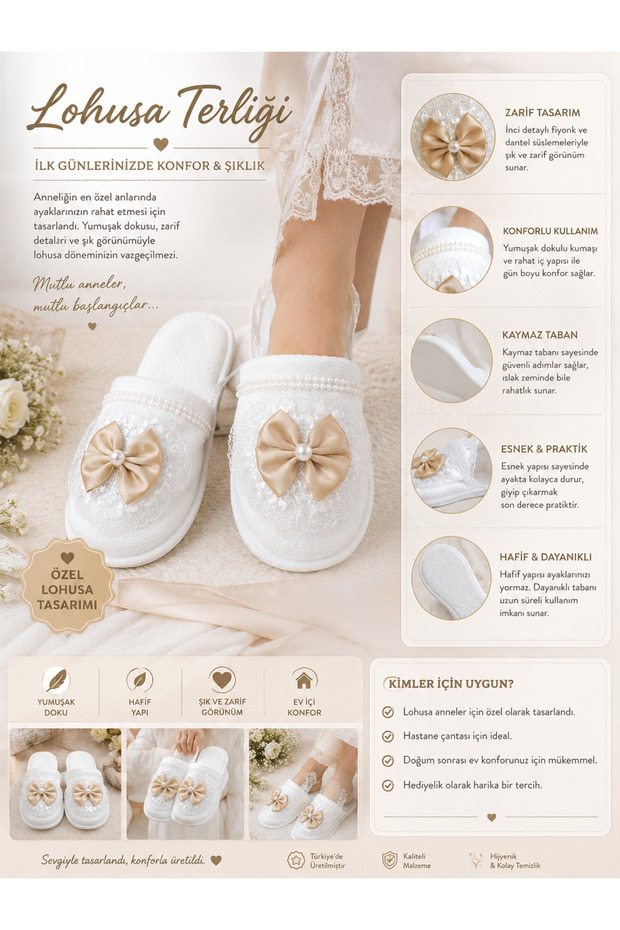 Teflik, Home Slippers, Soft, Lightweight, Non-Slip (Maternity Slippers)