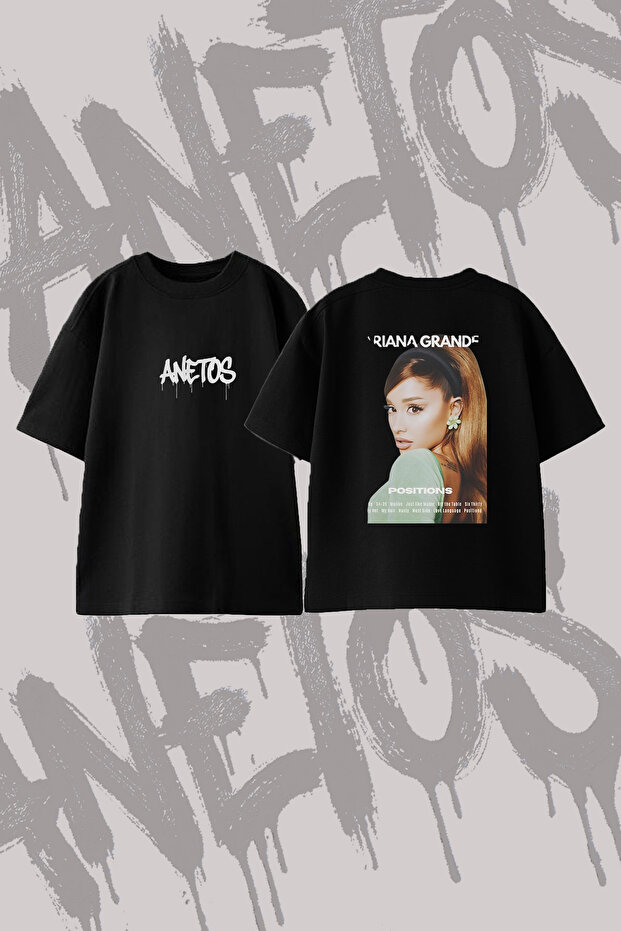 Ariana Grande_127 Design Back Printed Cotton Black Oversize T-Shirt