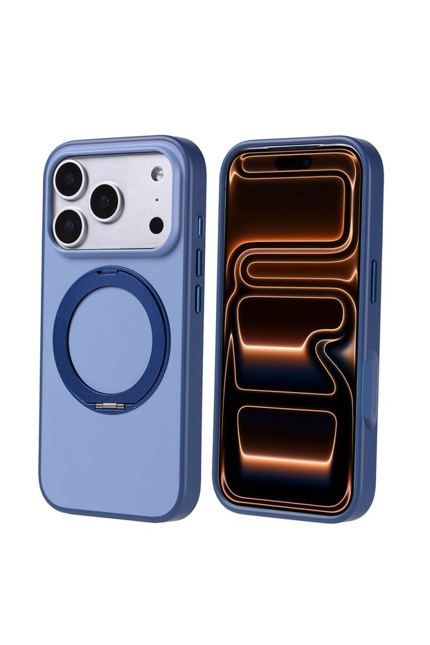 iPhone 17 Pro Case with 360 Degree Rotating Stand Magsafe Camera Raised Silicone Omsy