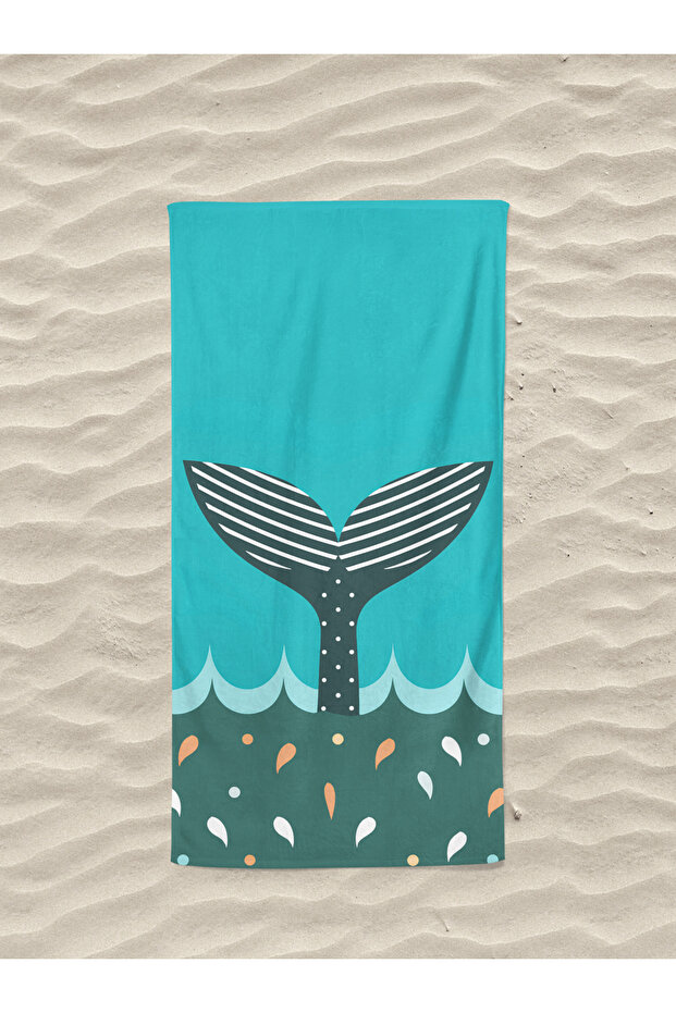 Whale Sea Patterned Cotton Digital Printed Youth Adult Beach Seaside Towel