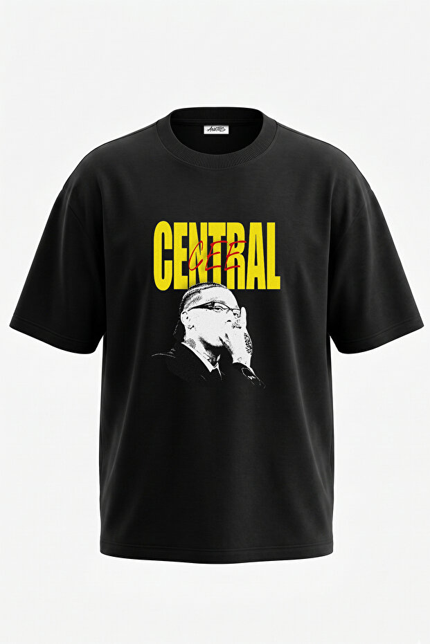 Central Cee Design Printed Oversize Black T-Shirt