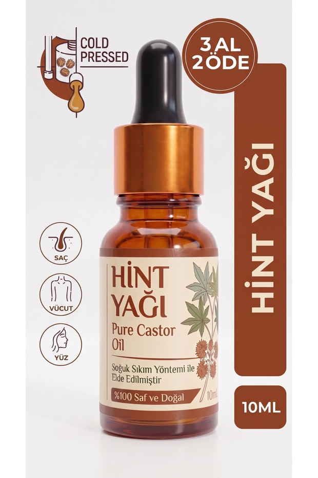 Castor Oil 10 ml / Cold Pressed / 100% Pure and Natural / Castor Oil