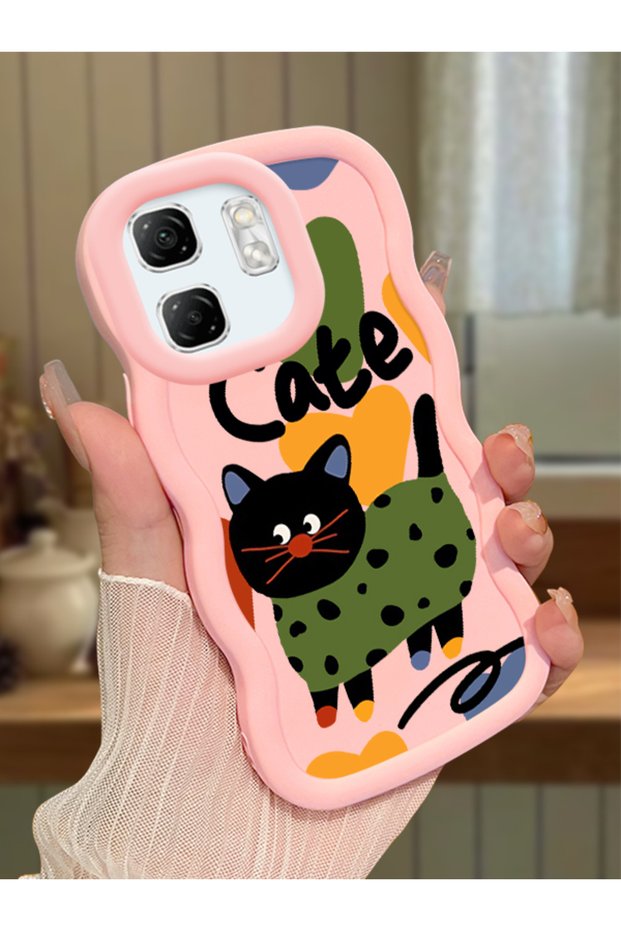 Infinix Hot 50I Compatible Case Camera Protector Pink Silicone Couple Phone Case Cat Pattern
