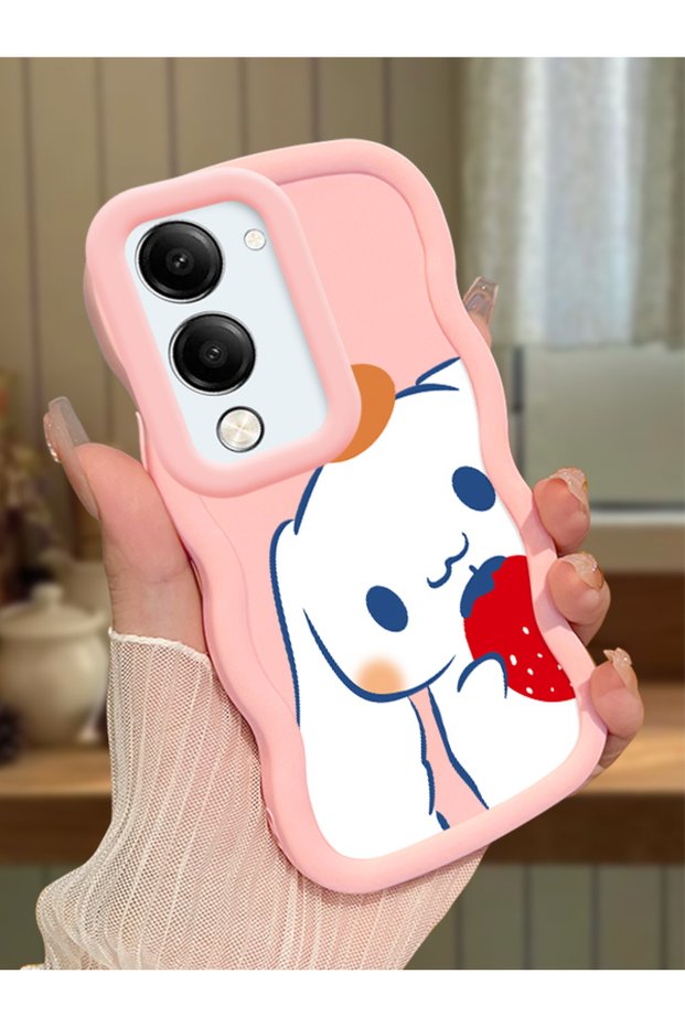 Vivo Y19S Compatible Case Camera Protector Pink Silicone Couple Phone Case Stripe Pattern