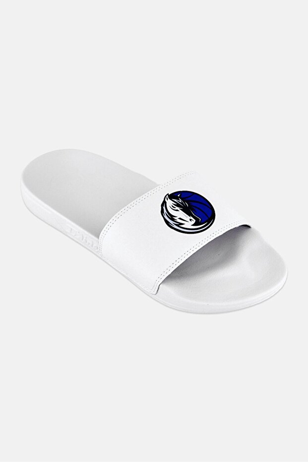 Kids Boy Dallas Mavericks Primary Slip On Slides, White