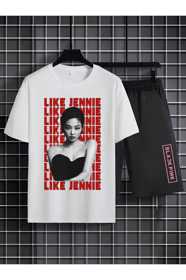 Jisoo from Blackpink K-Pop Printed Cotton Short Sleeves Children's Tshirt-Shorts Two-Piece Set